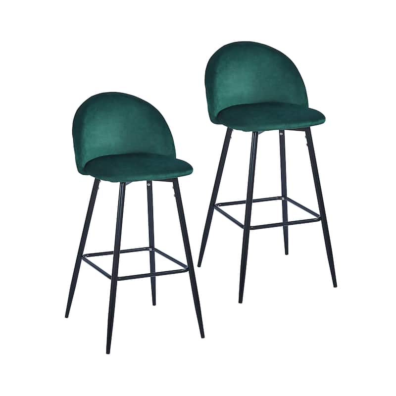 Porthos Home Eisele Bar Stools Set of 2, Velvet Upholstery, Steel Legs