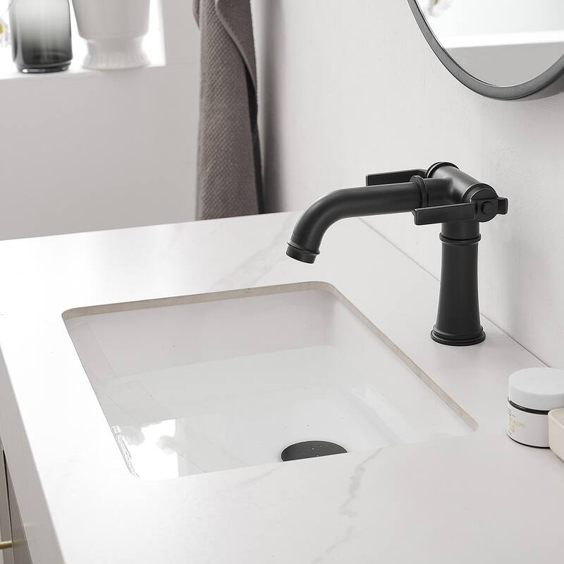 Modern 2 Handle Bathroom Sink Faucet with Pop Up Drain, Multi Function Handle, Drip Free Ceramic Valve