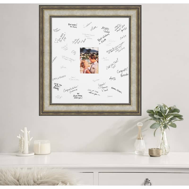 Mezzanine Signature Mat Picture Frame - Autograph Photo Frame Guest Book Alternative for Weddings, Graduations, or Retirement