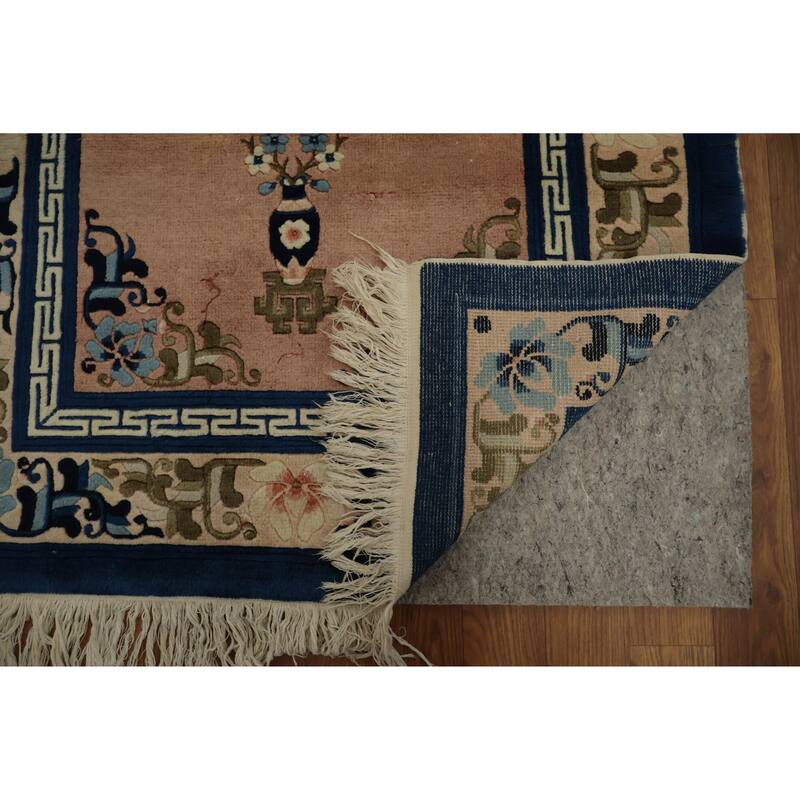 Hand Knotted Oriental 100% Wool Carpet Traditional Floral Pink Art Deco Area Rug - 6' 1'' X 3' 1''