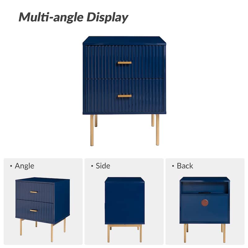 Jonah Contemporary Adjustable Legs Wood 2-Drawer Nightstand by HULALA HOME
