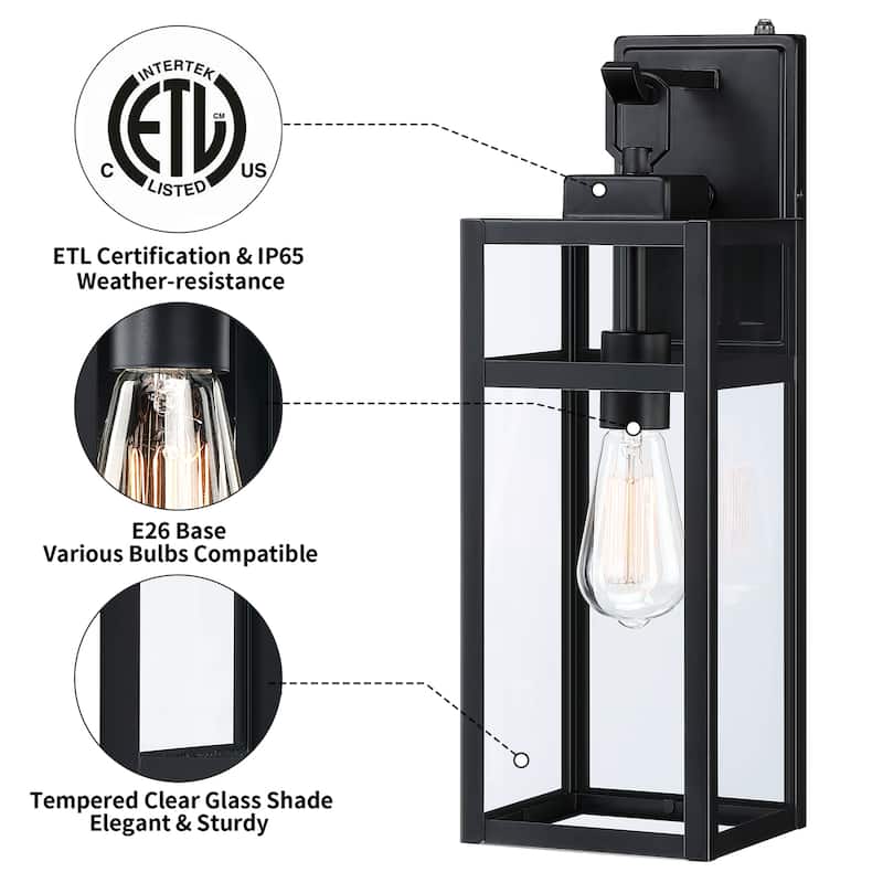 1-Light Dusk to Down Outdoor Wall Light - 5.9"x7.76"x18.39"