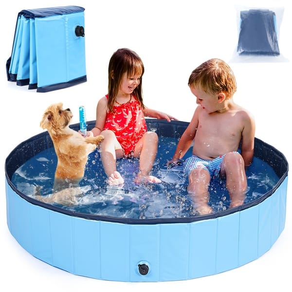 slide 2 of 5, Foldable Dog Pool for Small Large Dogs, 63"x 12"Portable