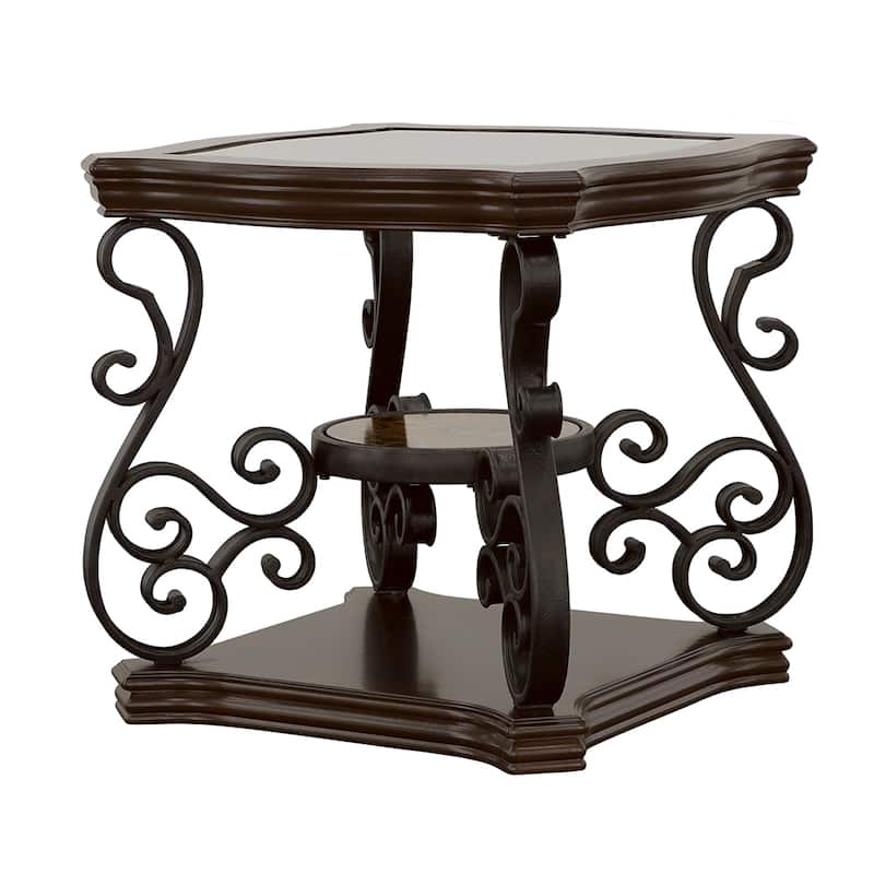 Laney 1-shelf Glass Top Rectangular End Table Dark Merlot