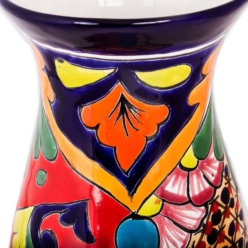 Novica Handmade Colorful Curves Ceramic Vase