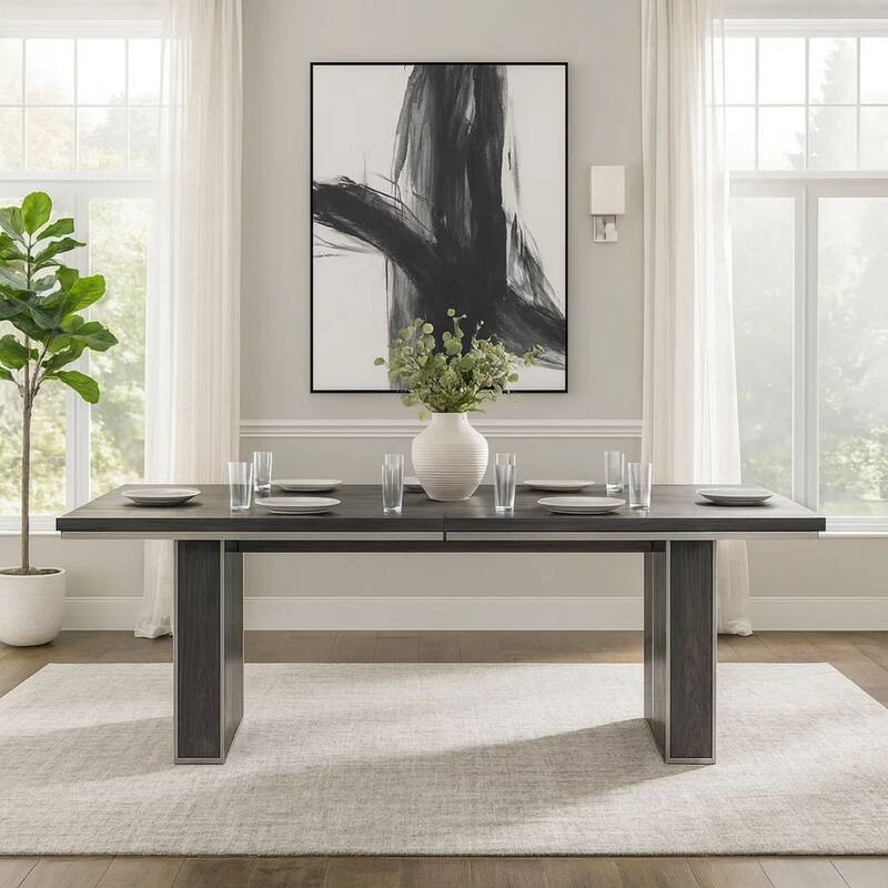 Axel 82 - 100 Inch Extendable Soild Mahogany Wood Dining Table, Gray