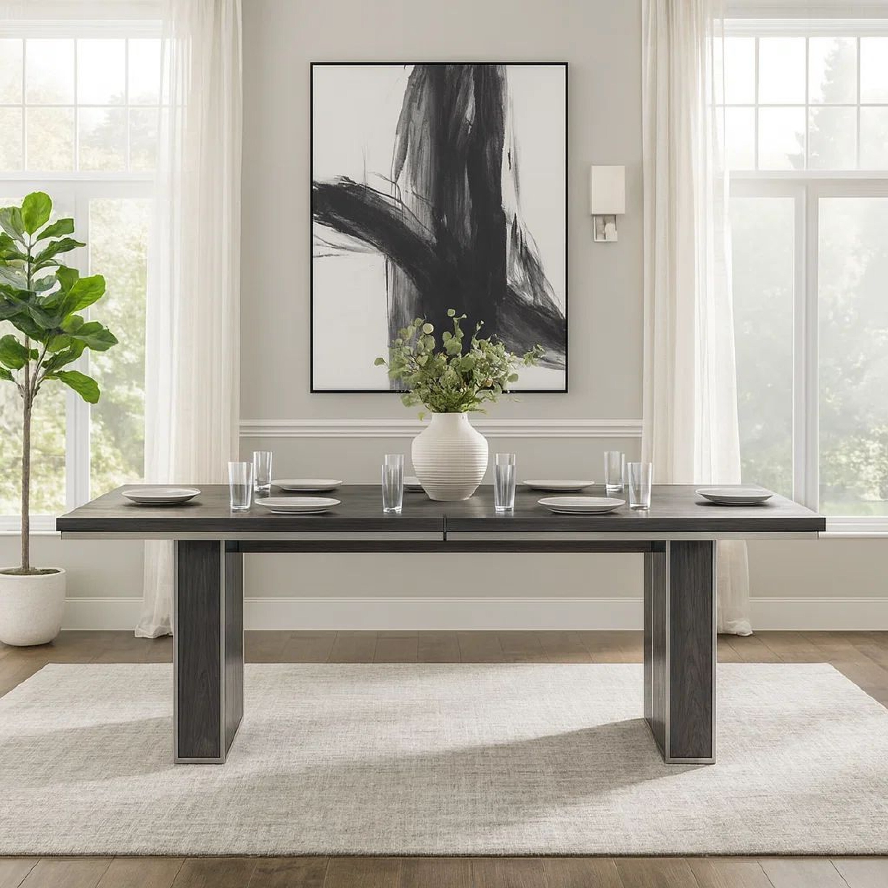 Axel 82 - 100 Inch Extendable Soild Mahogany Wood Dining Table