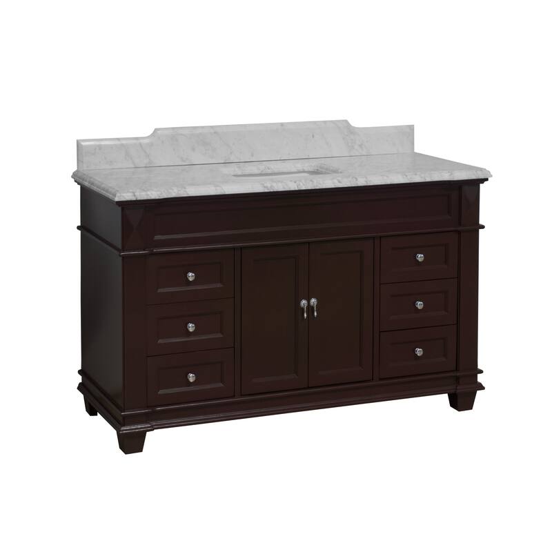KitchenBathCollection Elizabeth 60" Single Bathroom Vanity with Carrara Marble Top