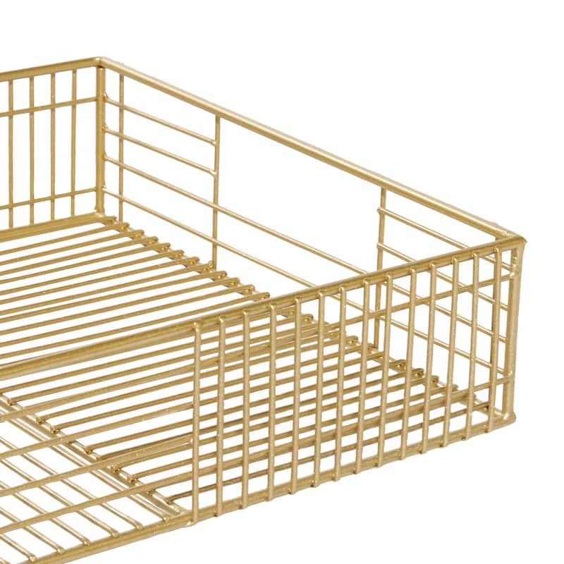Metal Wire Tray - Set of 2 Gold - CosmoLiving by Cosmopolitan