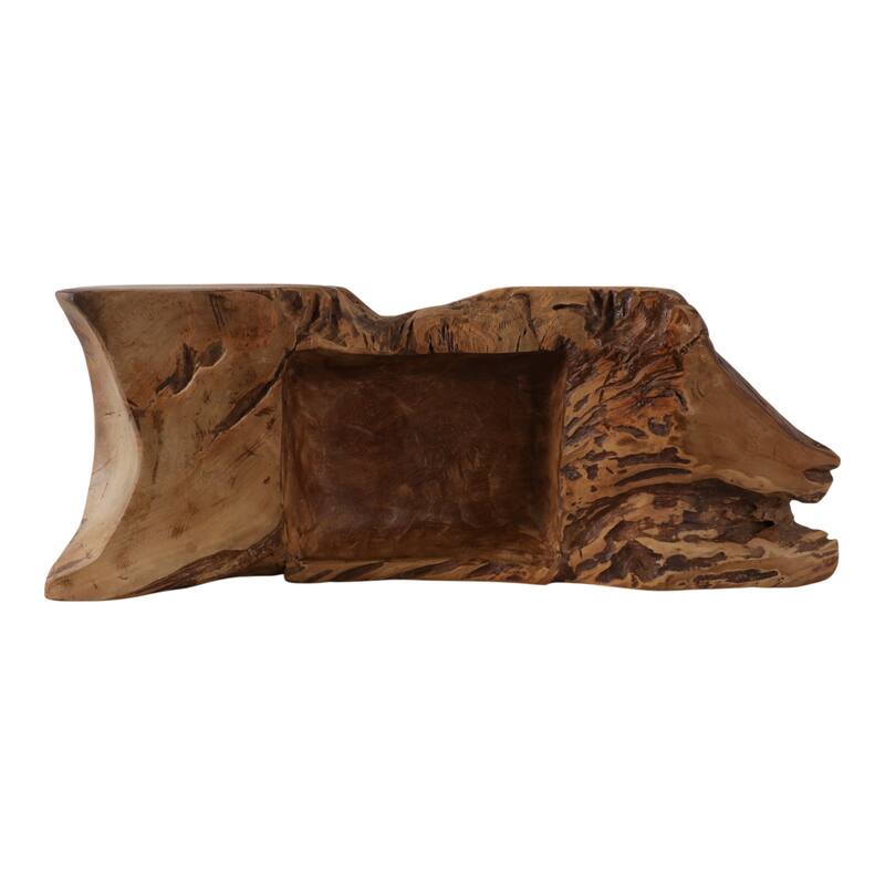 Teakwood Decorative Bowl Rustic Design Casual Home Decor - 5" Brown - 30" x 11" x 5"