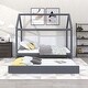 preview thumbnail 3 of 7, Pine Wood+MDF+Upholstery Easy Assembly 2 Beds in 1 Twin Size House Platform Bed with Trundle.