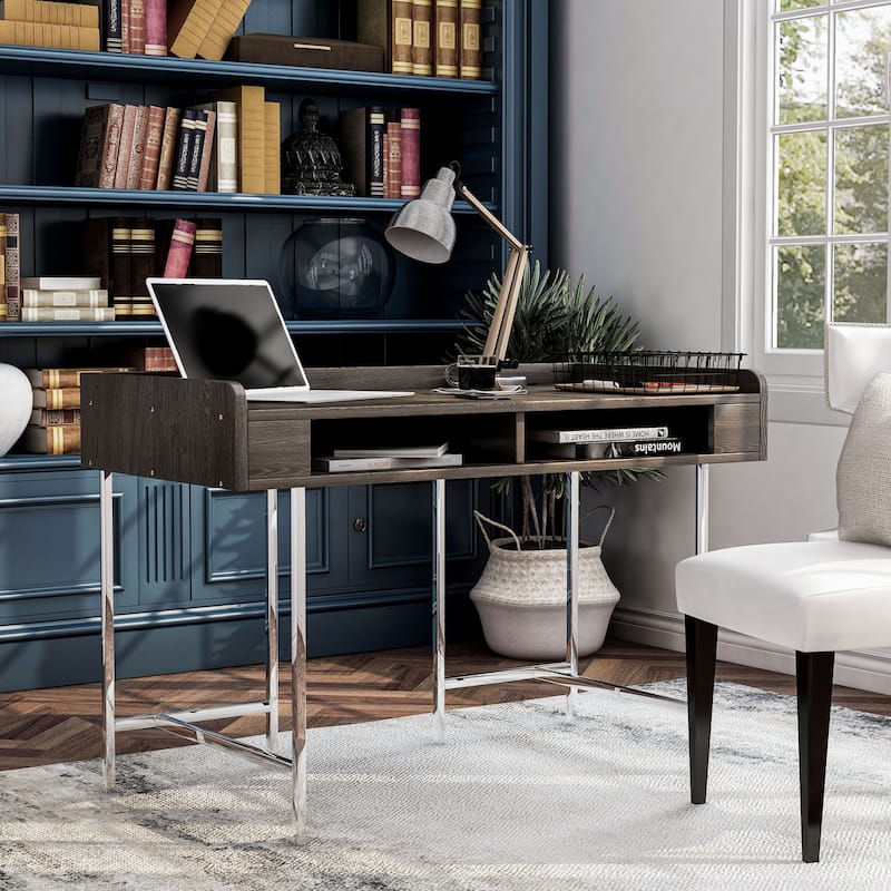 Yary Transitional Brown 47-inch Wood Computer Desk with USBs by Furniture of America