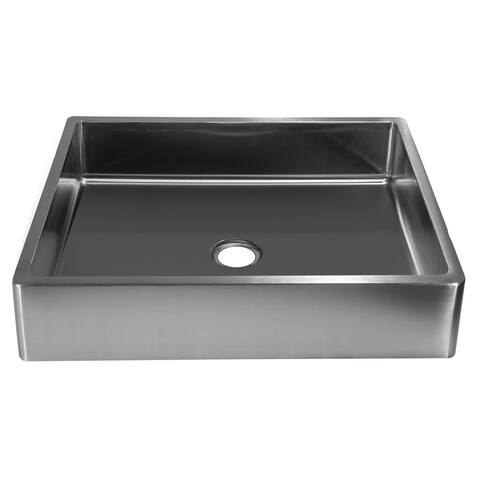 Rectangular Stainless Steel Sink with Rim in Silver with Drain