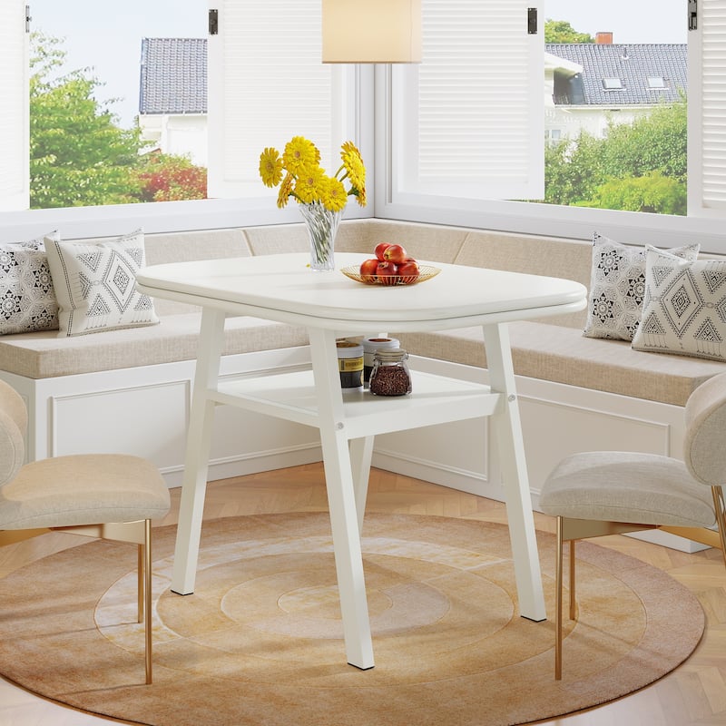 Modern Dining Table, Kitchen Table with Storage Shelf for Dining/Living Room, Home, Apartment