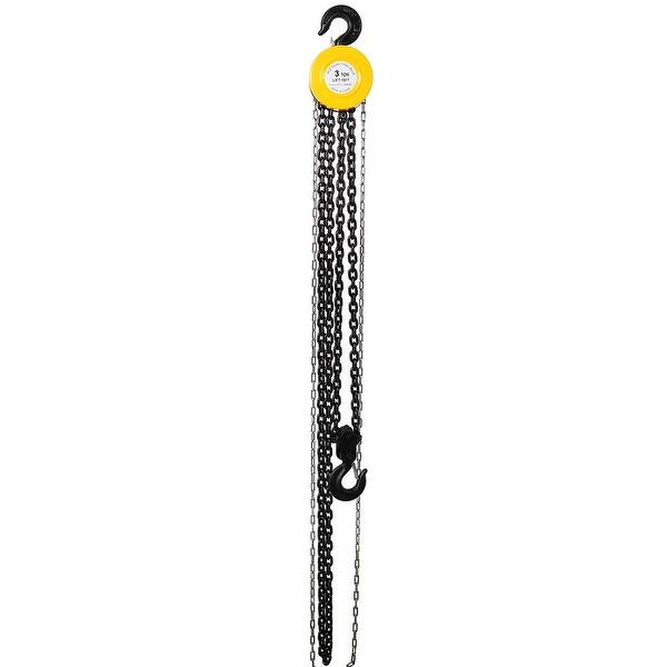 slide 2 of 6, Chain hoist 6600 lbs. Yellow 10 ft. Steel Manual Chain Hoist Log Hook with 2 Heavy Duty Hooks Yellow