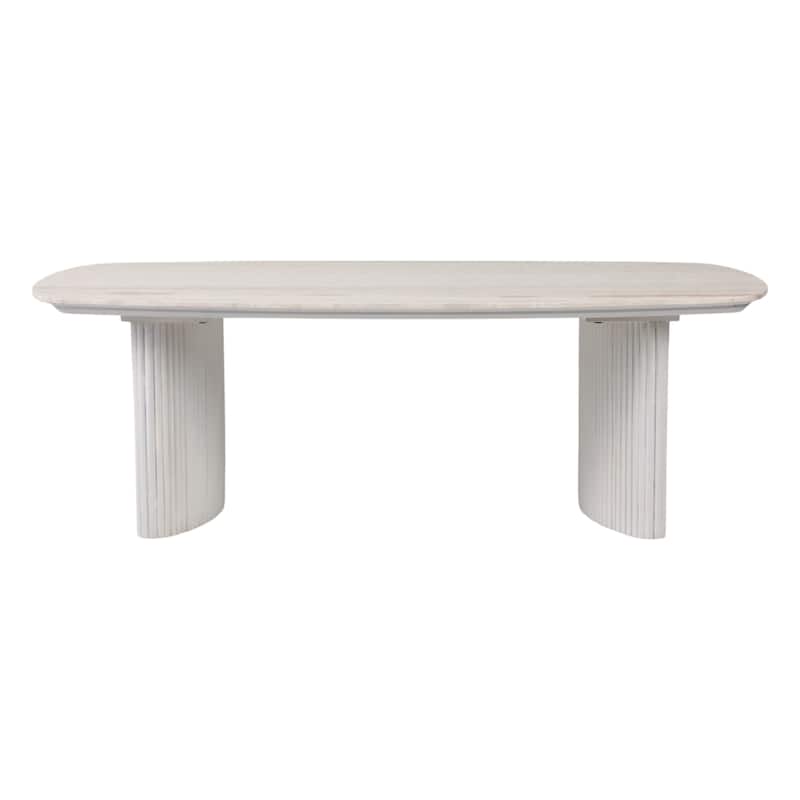 Wood Accent Table Fluted Base Curved Legs Modern Design Sculpted Frame