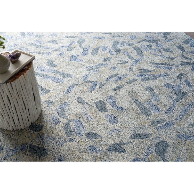 Botanica Blue/Ivory/Multi New Zealand Wool hand-tufted Area Rug