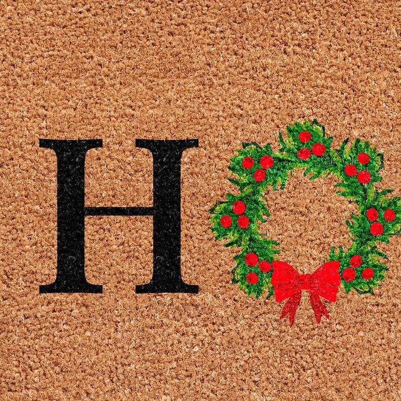 HomeRoots 24" X 36" Brown And Green Christmas Home Outdoor Coir Door Mat - 24.00' X '36.00