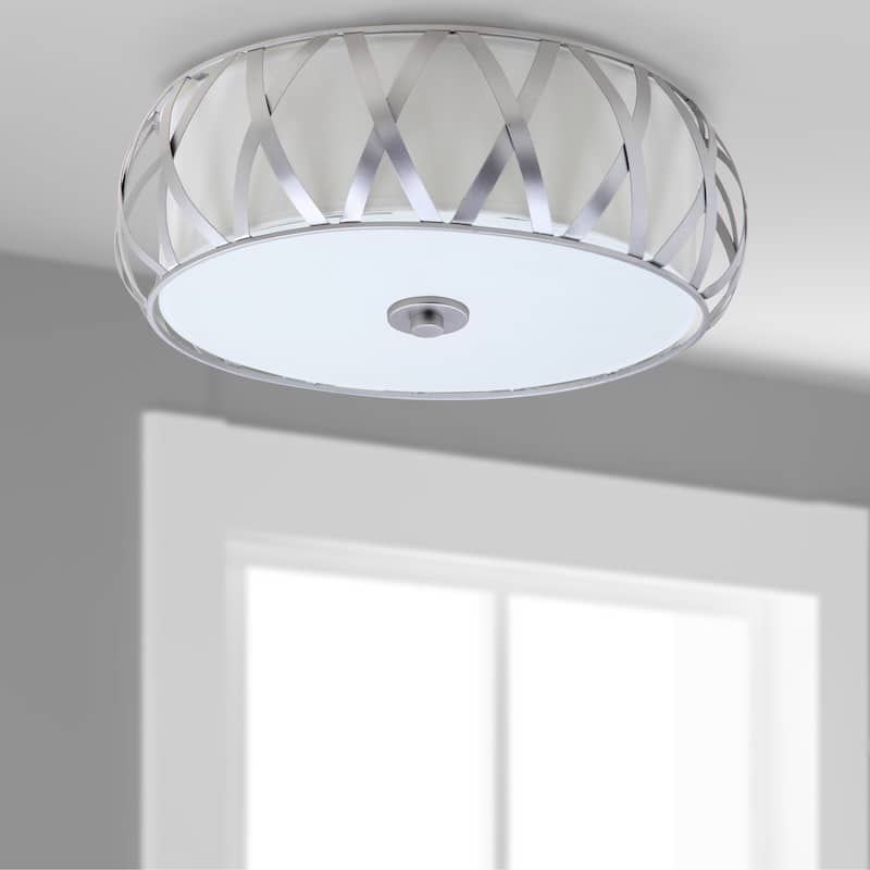 SAFAVIEH Lighting Cori 2-Light Chrome Cross Ceiling Light - 15.375"x15.375"x6.125" - 15Wx15Dx6H