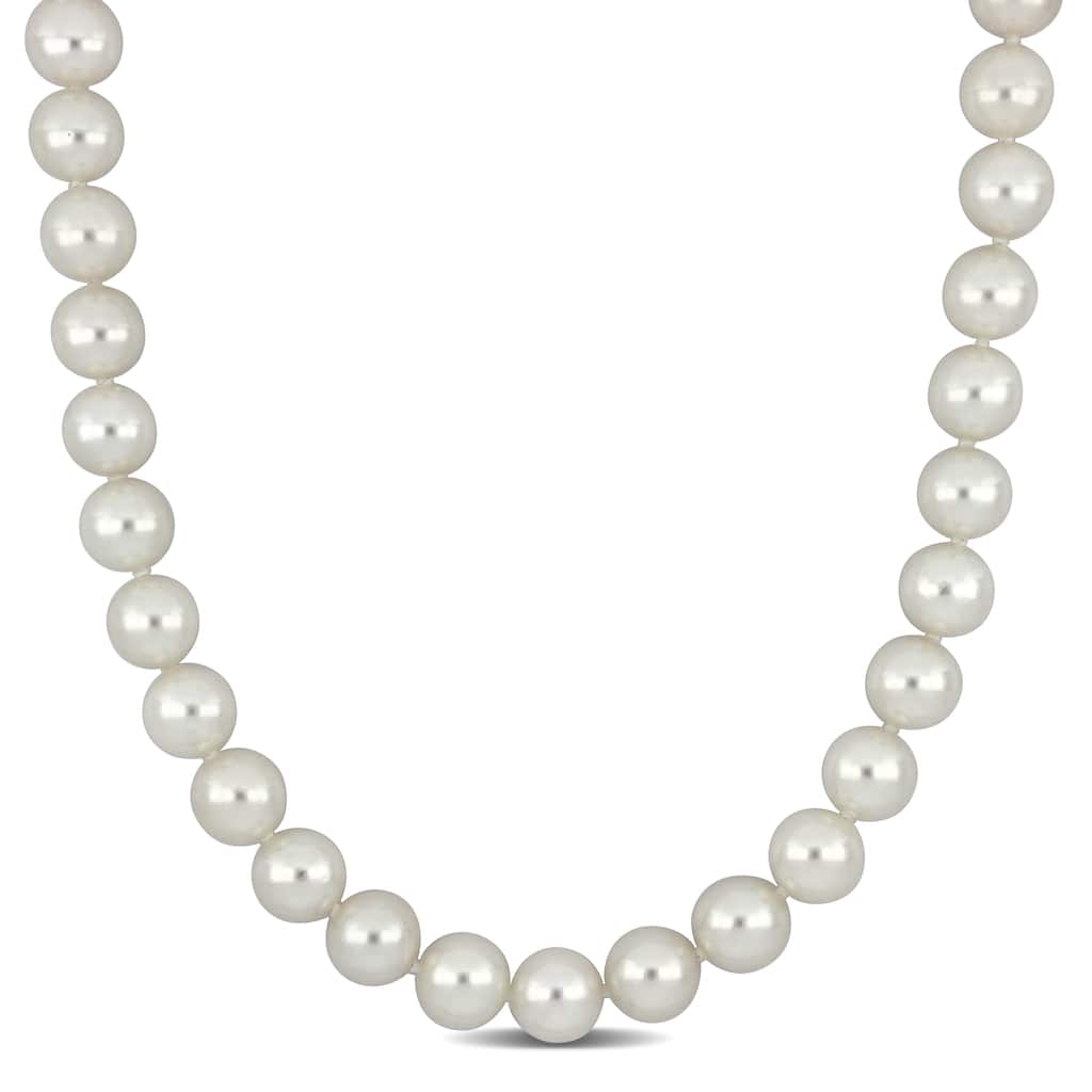 Miadora 9.5-10mm Cultured Japanese Akoya Pearl Strand Necklace in 14k Yellow Gold