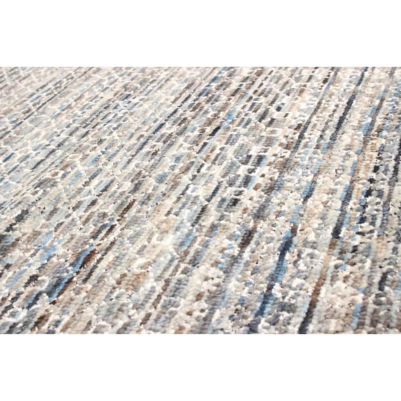 ECARPETGALLERY Hand-knotted Silk Shadow Multi Color Viscose, Wool Rug - 4'0 x 5'11