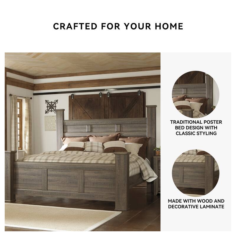 Juararo Dark Brown Poster Bed