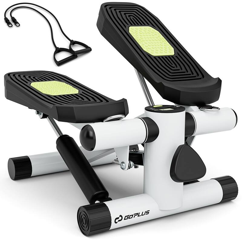 Goplus Mini Stepper for Exercise at Home with Resistance Bands - See Details - White