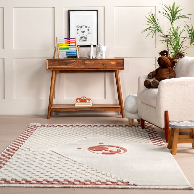 Nuloom Cecelia Polar Bear Kids Fringe Area Rug