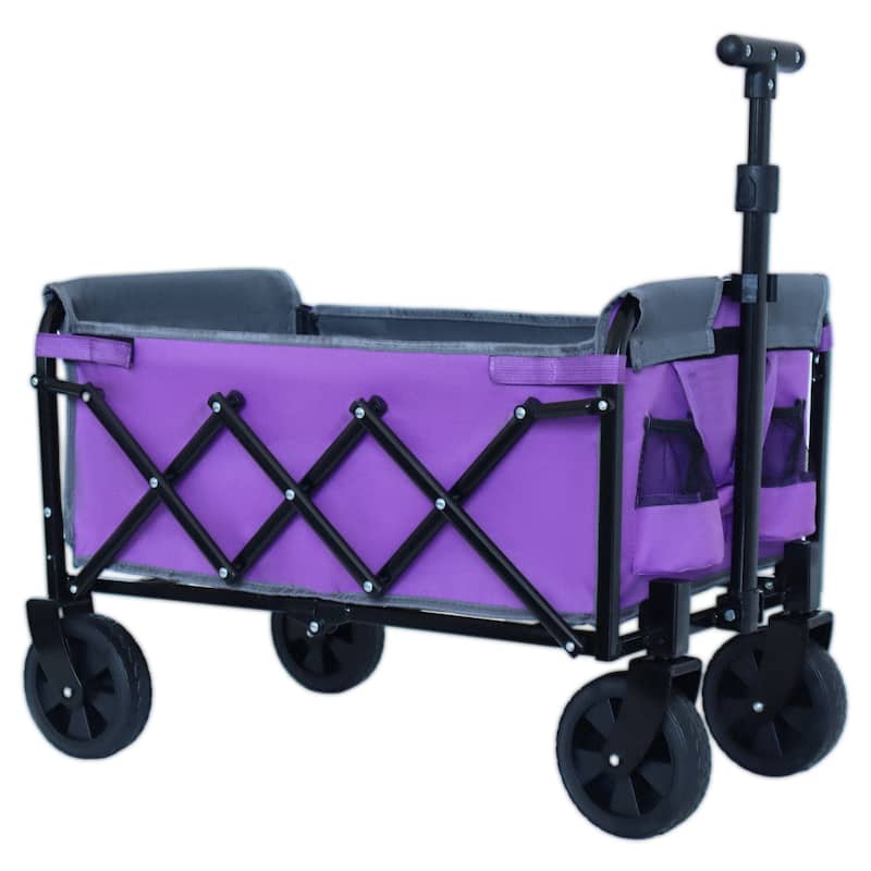 Convertible Steel Folding Camping Wagon Cart,Storage Compartment
