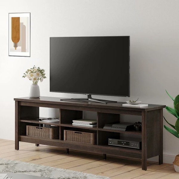 Farmhouse Wood TV Stand for 75 inch Flat Screen, TV console,70inch - 73 inches. Opens flyout.