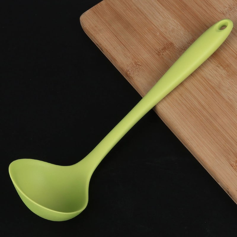 Silicone Soup Ladle Spoon 11.6 "Leng Heat Resistant One Piece - 11.6" x 3.5"(L*W) - Light Green