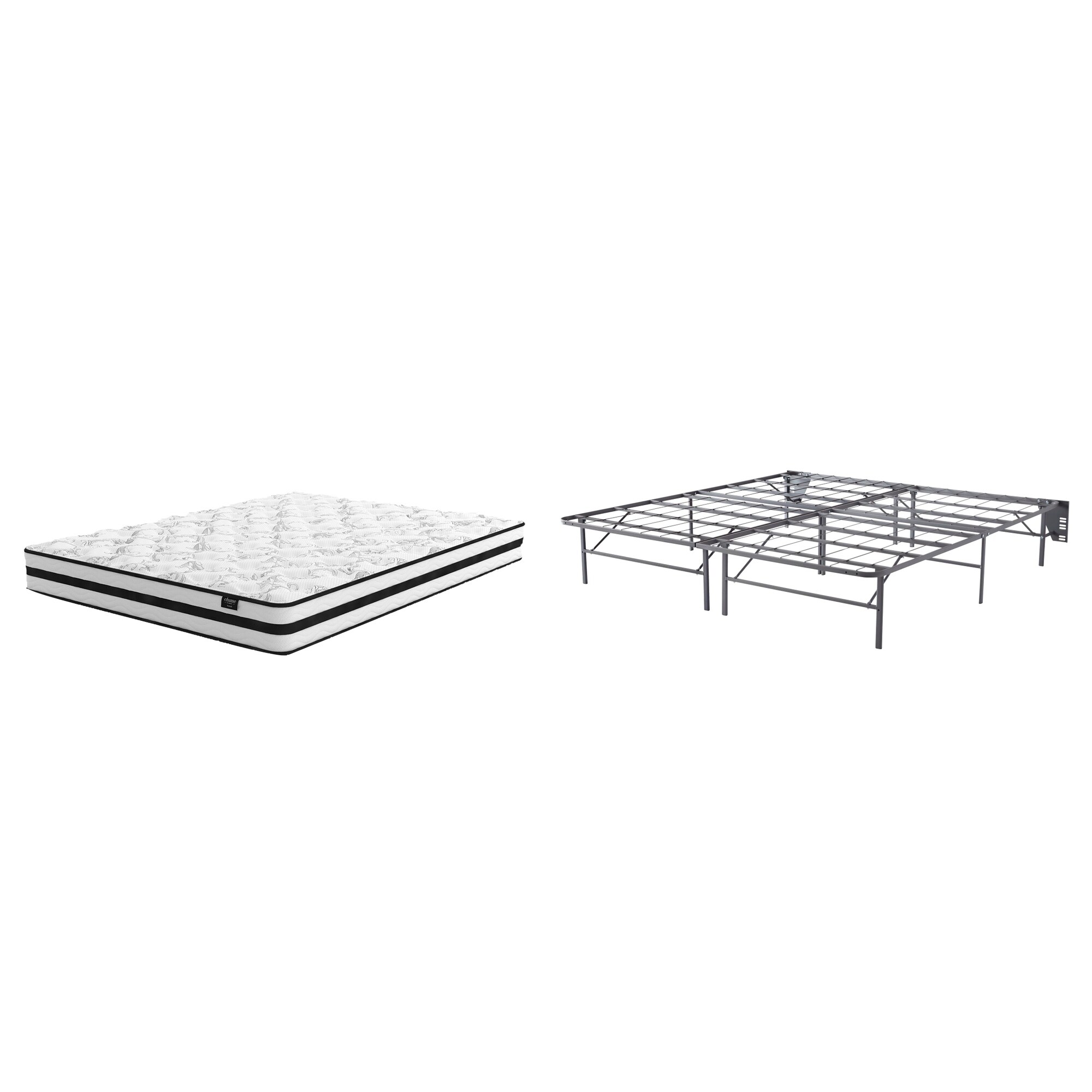 Signature Design by Ashley 8 Inch Chime Innerspring Black/White 2-Piece King Mattress Package