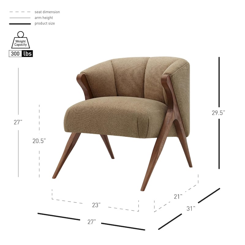 NPD Furniture Florence Vintage Mid Century Low profile Accent Chair