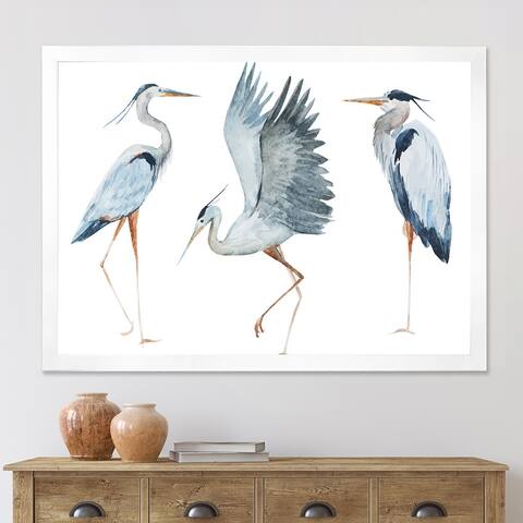 Designart "Heron Birds II" Traditional Framed Art Print