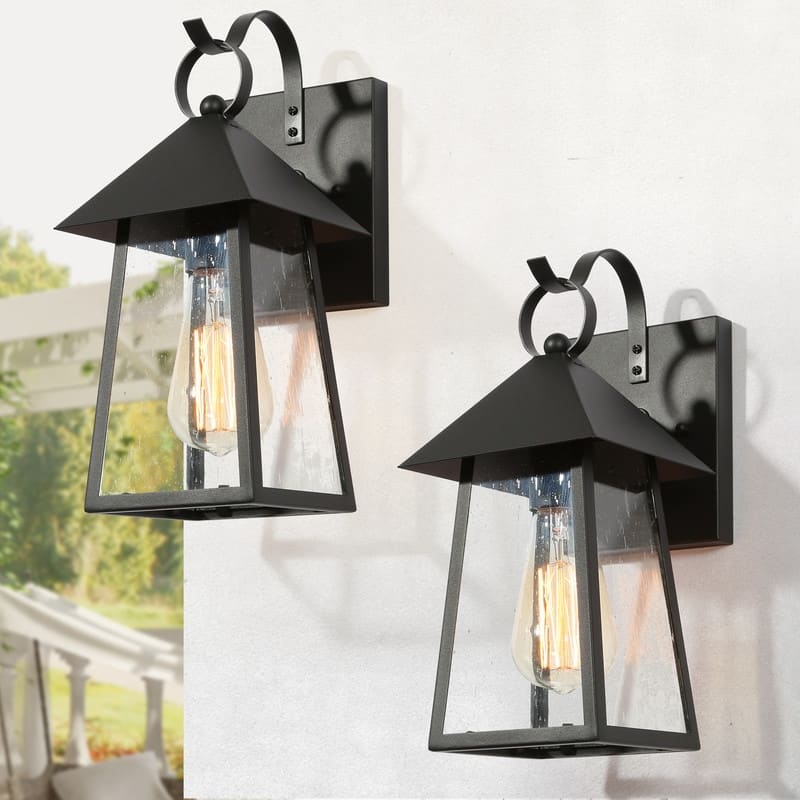 Alestair Farmhouse 2-Pack Outdoor Wall Sconces Clear Glass Exterior Lantern for Entryway/ Front Door/ Patio - 2-Pack Wall Sconces