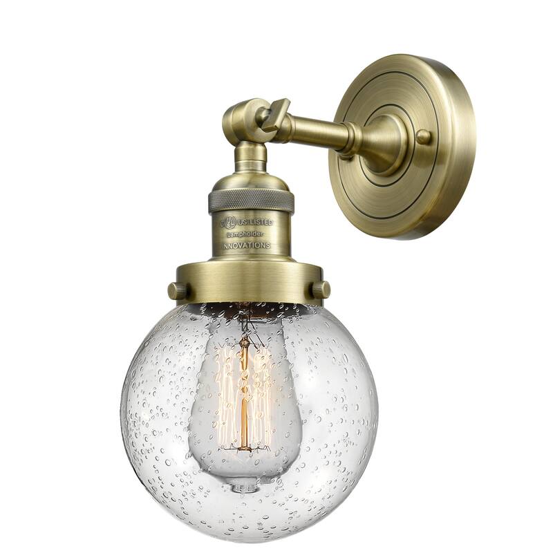 Innovations Lighting Beacon Single Light 12" Tall Bathroom Sconce with - Antique Brass / Seedy