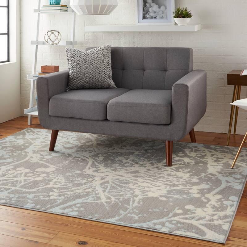 Nourison Jubilant Modern Botanical Abstract Grey Area Rug