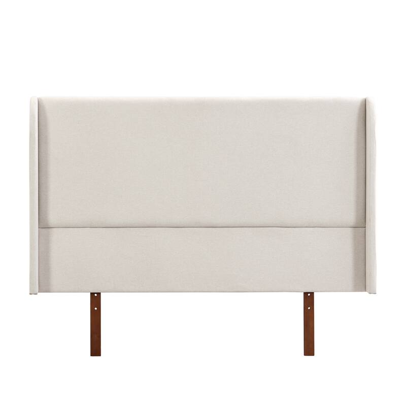 Wood Queen/King Size Platform Bed with Upholstered High Headboard