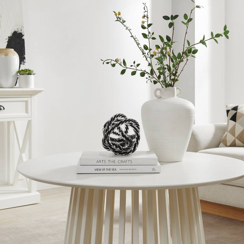 Abstract Style Knotted Rope Sculpture - 6" - Black and Clear