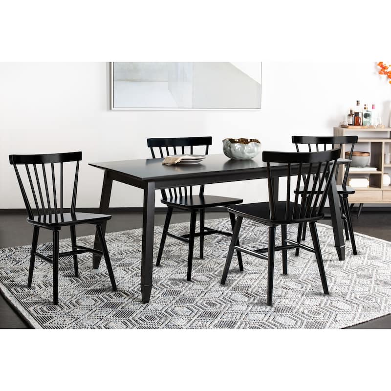 SAFAVIEH Signa Spindle Farmhouse Dining Chair (Set of 2) - 20" W x 20" D x 33" H - 20"W x 20"D x 33"H - Black SET4