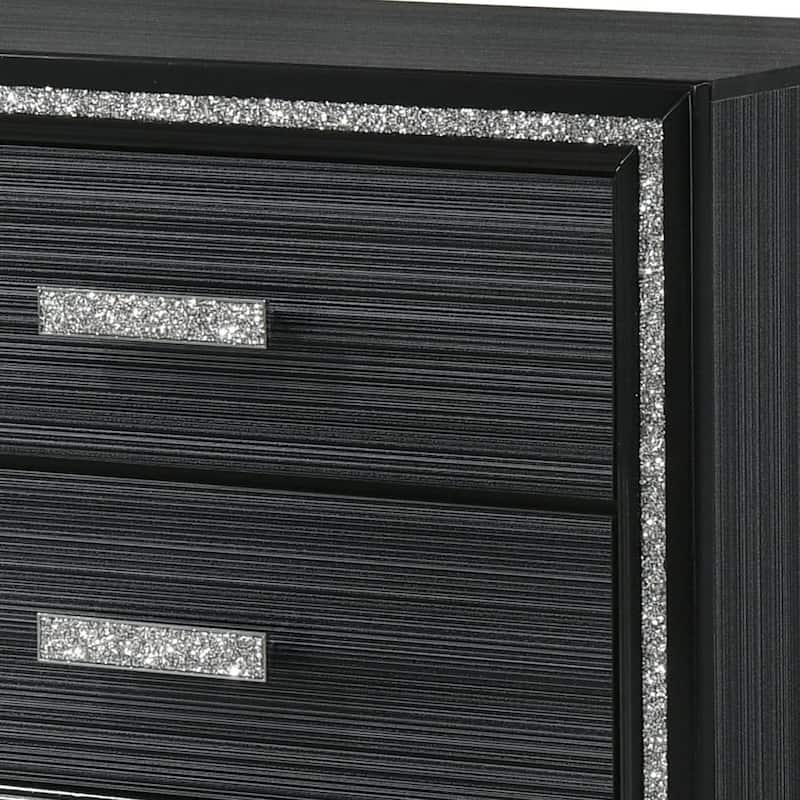 Weathered Black Finish Nightstand with Two Spacious Drawers
