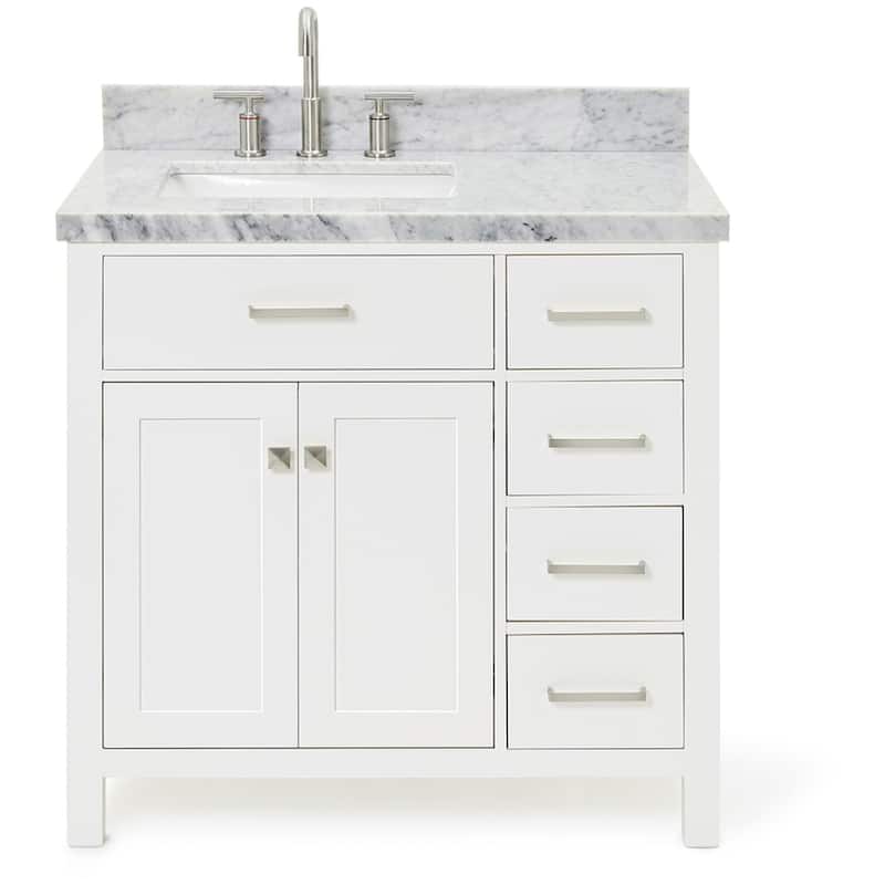 Ariel H037SLCWRVO Bristol 36" Thick Carrara Marble Vanity Top - White - Colored
