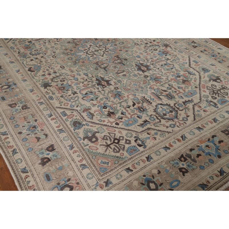 Geometric Tabriz Persian Area Vintage Rug Handmade Wool Carpet - 7'10"x 11'1"