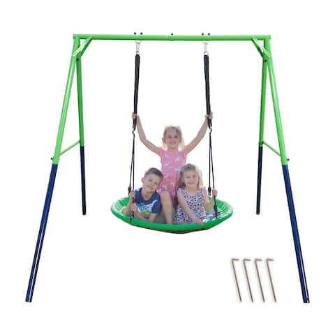 40in Flying Saucer Spinner Disc Swing Platform with Stand Frame Tree Swing Set for Backyard