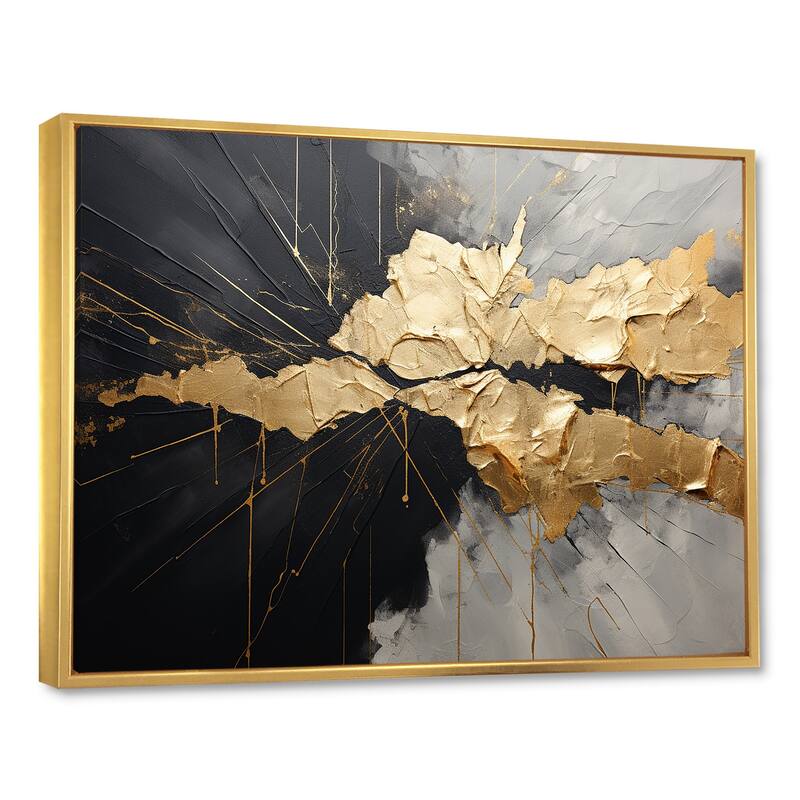 Designart "Black And Gold Abstract Meditation I" Abstract Painting Framed Canvas Art Print