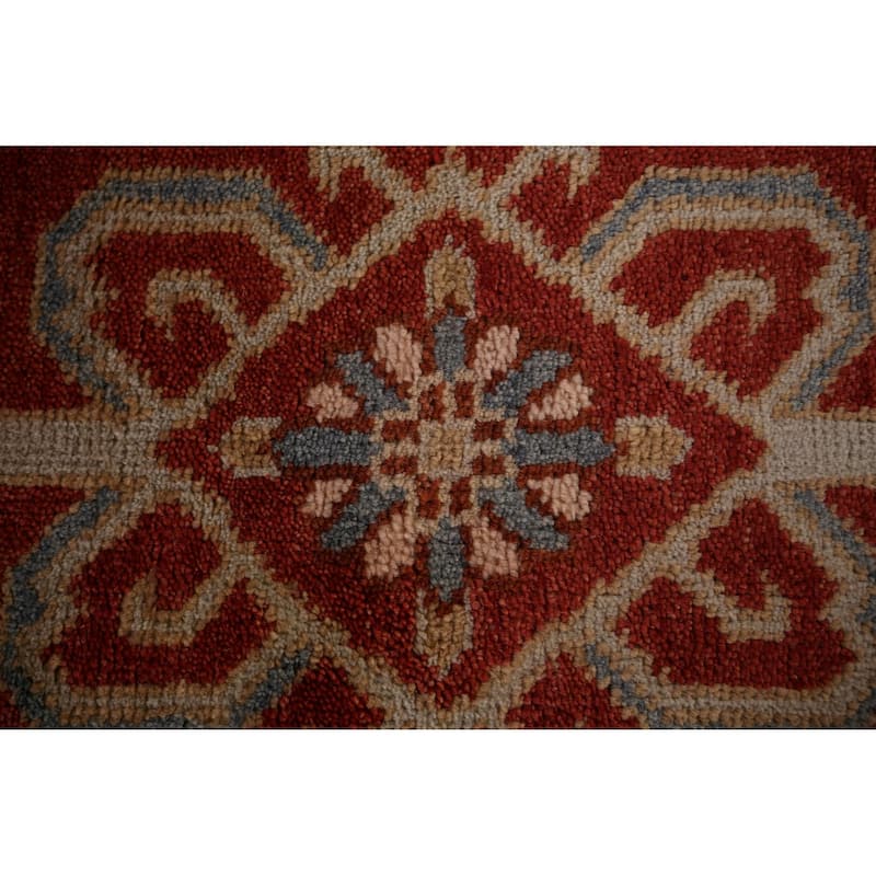 All-Over Orange Kazak Oriental Runner Rug Hand-Knotted Wool Carpet - 2'8"x 7'9"