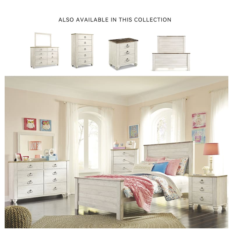 Signature Design By Ashley Willowton Whitewashed Woodgrain Full Panel Bed