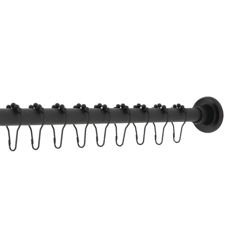 Edenscape 72 in. Adjustable Stainless Steel Shower Curtain Rod with Rings in Brushed Brass - Matte Black