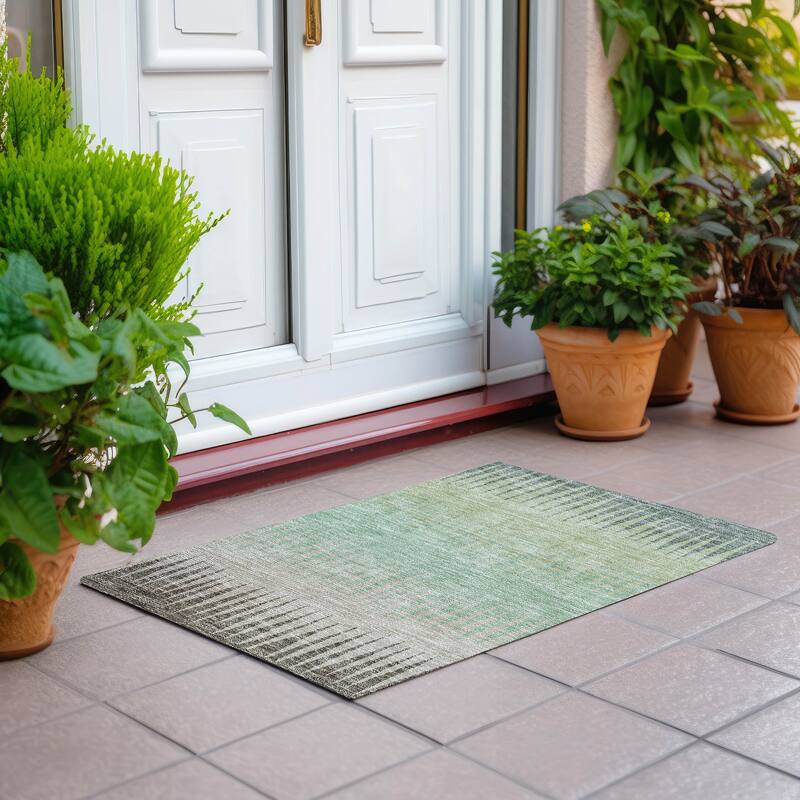 Machine Washable Indoor/ Outdoor Chantille Contemporary Ombre Rug - Aloe - 1'8" x 2'6"
