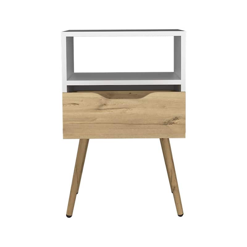 Nightstand 25"H,Superior Top,Four Legs,One Open Shelf,One Drawer,End Table,for Bedroom,Closet,Entryway,College Dorm